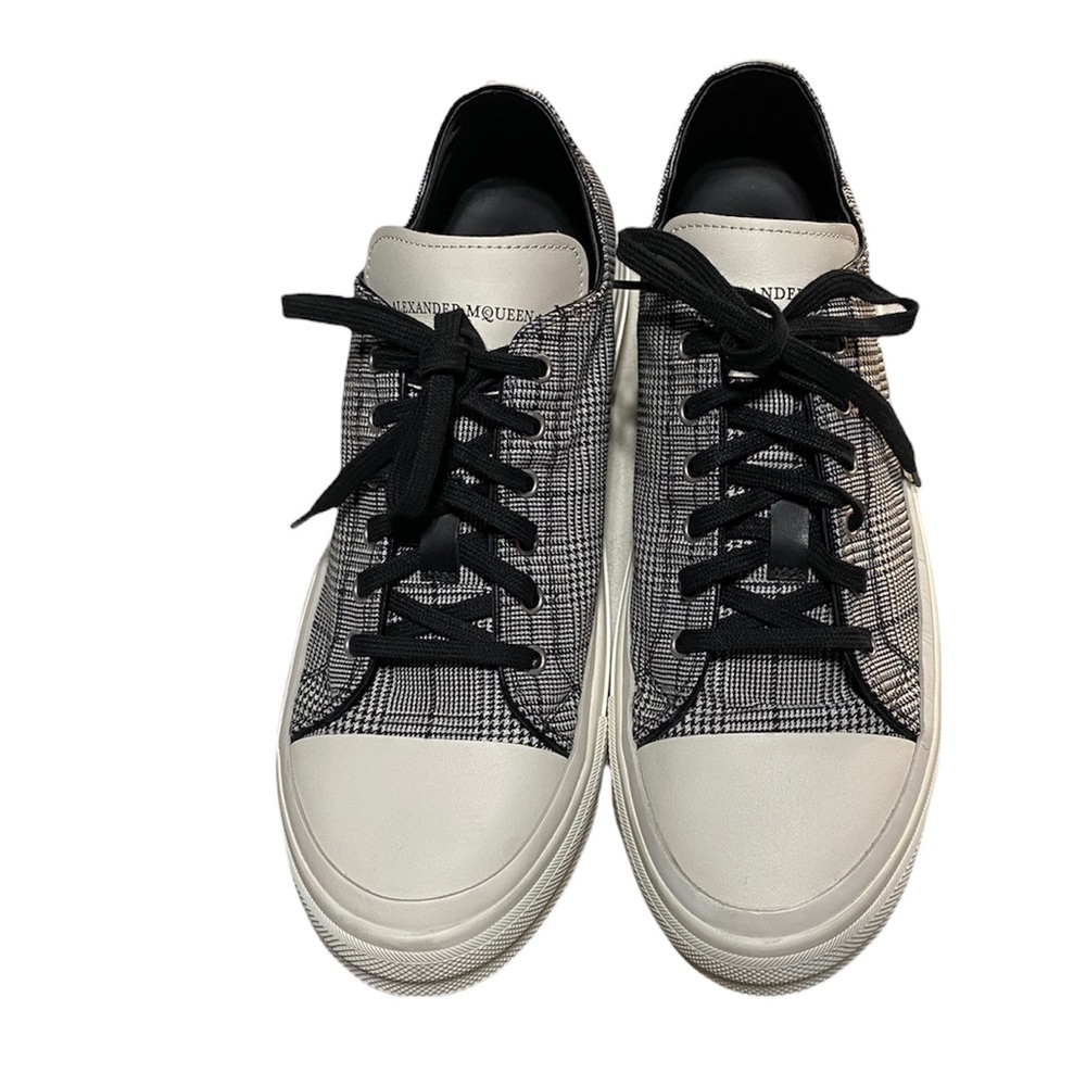 Alexander McQueen Plaid Leather Low Sneakers Sz 12